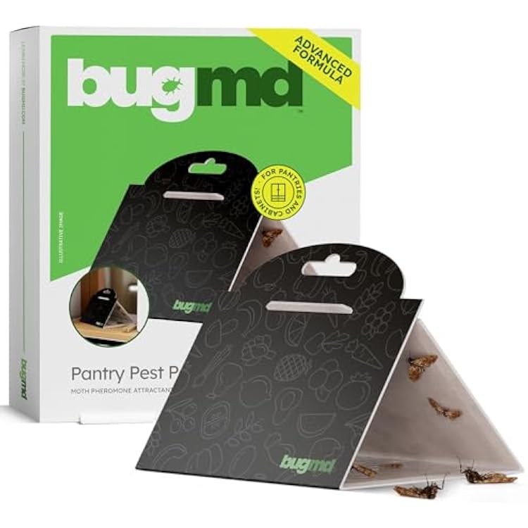 BugMD Pantry Moth Traps 6-Pack Pheromone-Based Sticky Glue Traps, Non-Toxic, Kills Indian Meal Moths Kitchen & Food-Storage Safe - Black