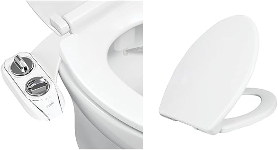 LUXE Bidet NEO 185 Plus Chrome and LUXE Elongated Toilet Seat Bundle
