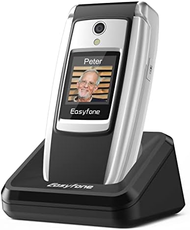 Easyfone T300 4G Easy-to-Use Flip Cell Phone, Big Buttons, Clear & Loud Sound, Hearing aid Compatible, SOS Button, SIM Card Included, Big Battery with an Easy Charging Dock Black