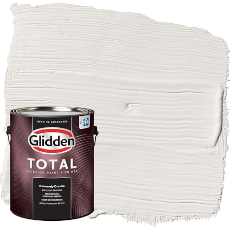 Glidden Total Exterior Paint & Primer All-in-One, Arctic CottonGray, Satin, 1 Gallon
