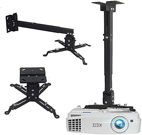 Coret Universal Projector Mount Adjustable Ceiling Wall Mount, Projector Extending Arms Mount for LCDDLP Home and Office Movie Device, for Epson Optoma Benq, Hold up to 33 lbs Black