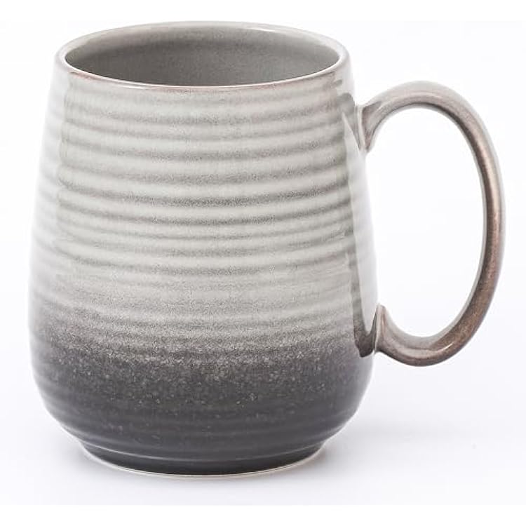 Large Coffee Mugs, Extra Large Ceramic Coffee Mug, 23 oz Handmade Pottery Mug, Big Tea Cups with Handle for Office and Home, Dishwasher and Microwave Safe Grey Black