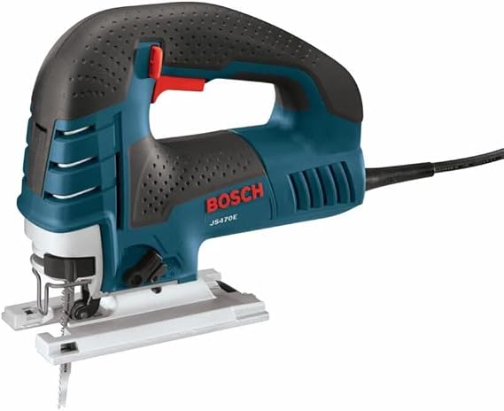 BOSCH Top-Handle Jig Saw 7.0 Amp, 3,100 SPM, 45 Degree Beveled Cuts, Variable-Speed Control, Ergonomic Design, Corded Jigsaw Tool (JS470E)