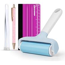 TECKWRAP Brayer Roller for Crafting, 4 PCS Rubber Roller Tool Set with Felt Squeegee, Flat Tweezers & Pin Pen for Iron-On, Inkjet Vinyl Stickers, Relief Printing, Printmaking, Stamping & Scrapbooking