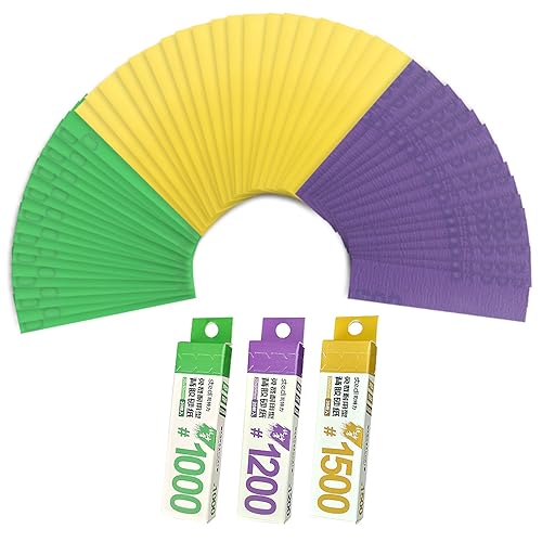 stedi Hobby Model Tools Sticky Sandpaper, Waterproof WetDry Replaceable Reuse Sandpaper 1000 1200 1500 Grit for Plastic Models, Gunpla, 60 PCS