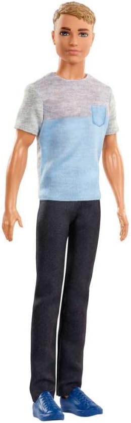 Barbie Dreamhouse Adventures Ken Doll, Approx. 12-Inch, in Gray-Blue Shirt and Black Pants, Gift for 3 to 7 Year Olds