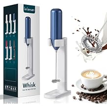 Electric Milk Mixer with Stand, 10,000 Rpm High-speed Motor, 25 Spiral Rings, Handheld Mixer, Easy To Carry, Suitable for Home, Camping, Coffee, Latte, Cappuccino, Matcha (Blue)