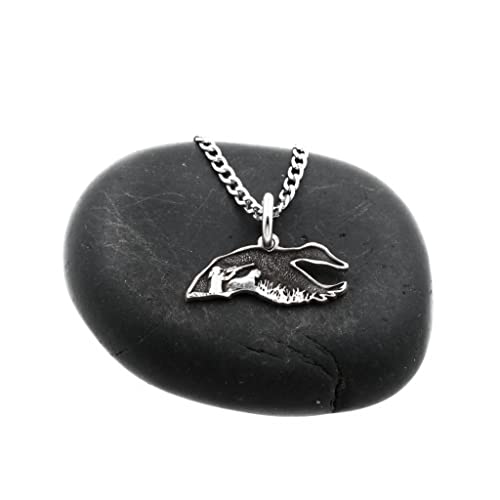 Goose Hunter Necklace, BoyGirl and Dog Hunting, Artistic Silhouette Cut on Coin, Hunting Jewelry, Gifts for Her, Hand Cut Coin