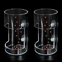 2PCS Round Fish Feeder with Suction Cup Fish Tank Feed Tray Feeding Tube Supplies Breeder Box for Aquarium