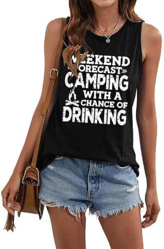 YourTops Women Weekend Forecast Camping with A Good Chance of Drinking Tank Tops & Sweatshirts