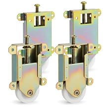4 Pack Sliding Mirror Door Rollers Assembly, 2-1/2 Inch Sliding Mirror Closet Door Rollers Replacement, 2-1/2" Vertical H.C., 1-1/2" Nylon Concaved Ball Bearing Wheel