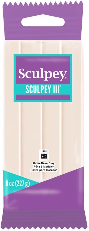 Sculpey III Polymer Oven-Bake Clay, Translucent, Non Toxic, 8 oz. bar, great for modeling, sculpting, holiday, DIY, mixed media and school projects. Great for kids and beginners!