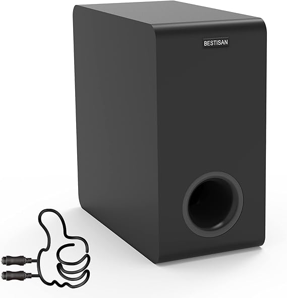 Bestisan Powered Subwoofer Home Audio, Small Subwoofer for Receiver