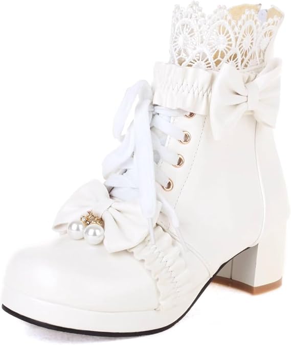 Goth Platform Boots Chunky High Heels Ankle Boots Lace Buckle Gothic Cosplay Booties Zipper Punk Shoes