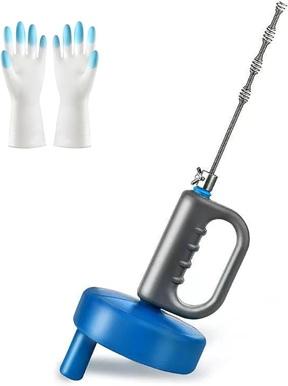 Drain Snake Auger, 33ft Heavy Duty Plumbing Snake for Kitchen Sink, Toilet, Shower, Bathtub Drain Clog Remover, Unclog Drain Hair Removal Tool (Blue-33 FT)