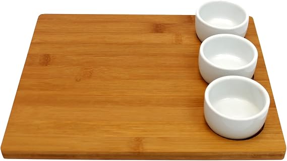 EH Mükemmel Ev Eşyaları Snack servis kiti, bambu tepsisi ve 3 bardak
