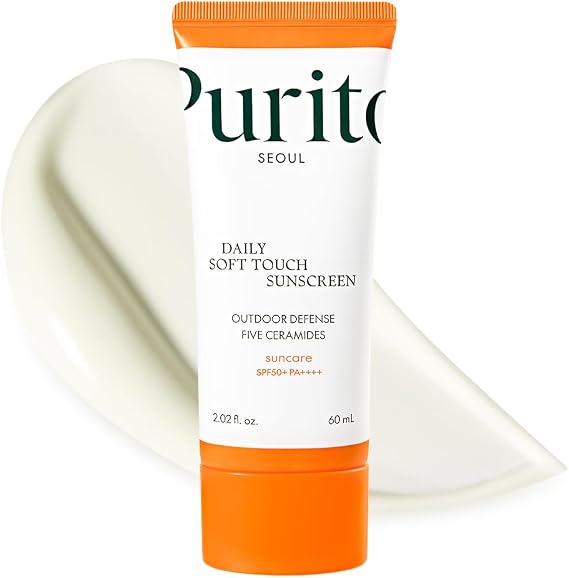 PURITO Daily Soft Touch Sunscreen 60ml / 2.02 fl. oz. SPF 50+ PA ++++ safe ingredients, broad-spectrum, calm, soothing, Vegan, cruelty-free