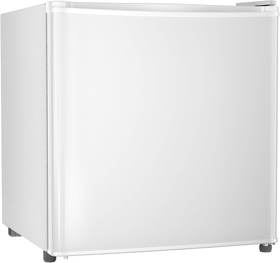 Electactic 1.4 Cu.ft Mini Fridge with Freezer, Reversible Single Door, Defrost Button, Adjustable Thermostat, Energy Saving, Small Compact Refrigerator for Home/Dorms/Apartment/Office, White