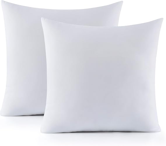 16X16 Pillow Inserts - Throw Pillow Set - Cushion Inserts for Decorative Throw Pillows Covers - Soft & Supportive Pillows for Couch, Sofa, Bed, or Chair, 2 Pack - 16" x 16"