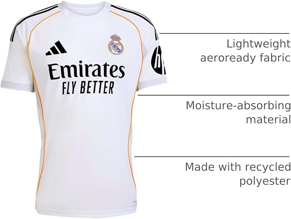 adidas Vini Jr. Real Madrid 25/26 Home Jersey w/ Champions League Patches (White)
