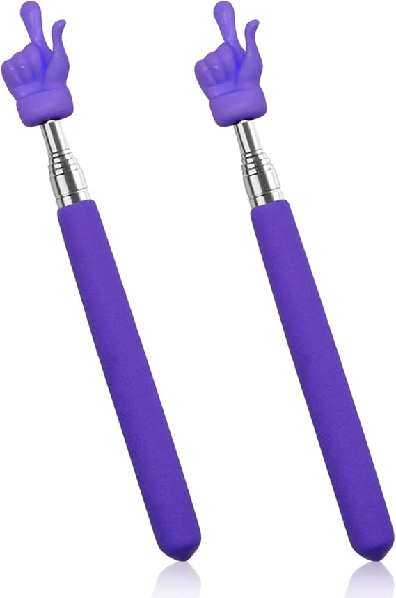 2 Pcs Telescopic Teacher Pointer Stick, Extendable Pointer Teacher Pointers for Classroom, Mini Retractable Hand Pointer Finger Pointer Stick Elementary School Kindergarten Teacher Supplies (Purple)