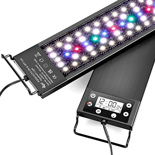 AQQA Aquarium Light,Multi-Function Fish Tank Led Light 247 DIY Auto On Off  Night Mode  Day Mode  Full Spectrum  7 Colors,Adjustable Brightness Waterproof with Timer for Freshwater 16W