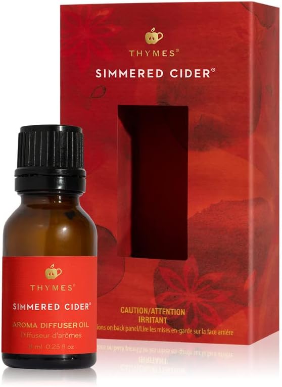 Thymes Electric Oil Diffuser Refill - Home Fragrance Oil Refill for Plug in Air Fresheners for Home - Use for Electric Scent Diffuser - Long Lasting Scent (Simmered Cider, 0.25 fl oz)