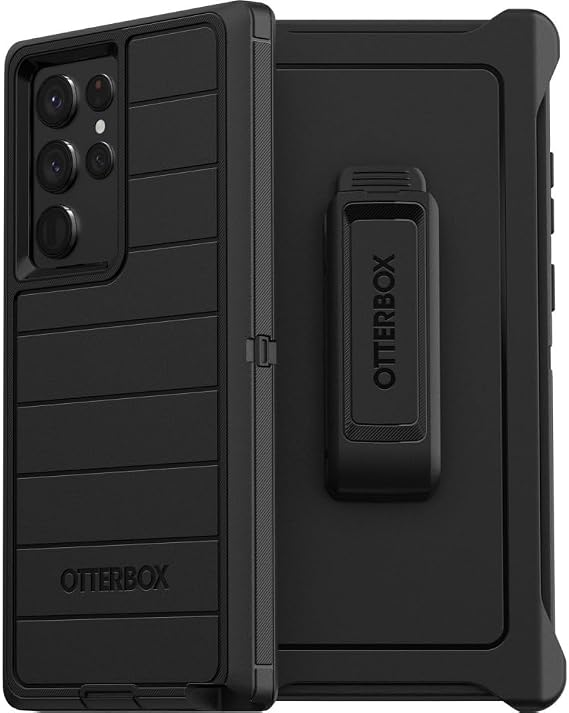 OtterBox Defender Pro Case & Belt Clip/Stand for Samsung Galaxy S22 Ultra (NOT S22 or Plus or Other Models) (Black)