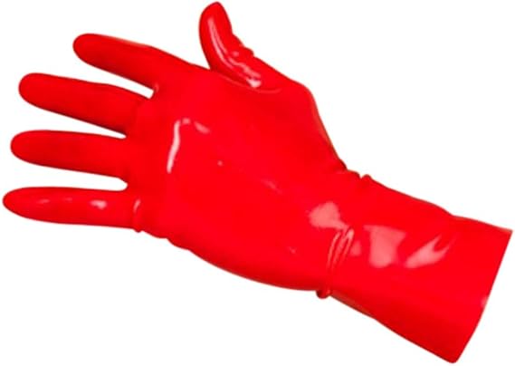 Premium Latex Short Gloves (Wrist Length) Fetish - Red (Small)