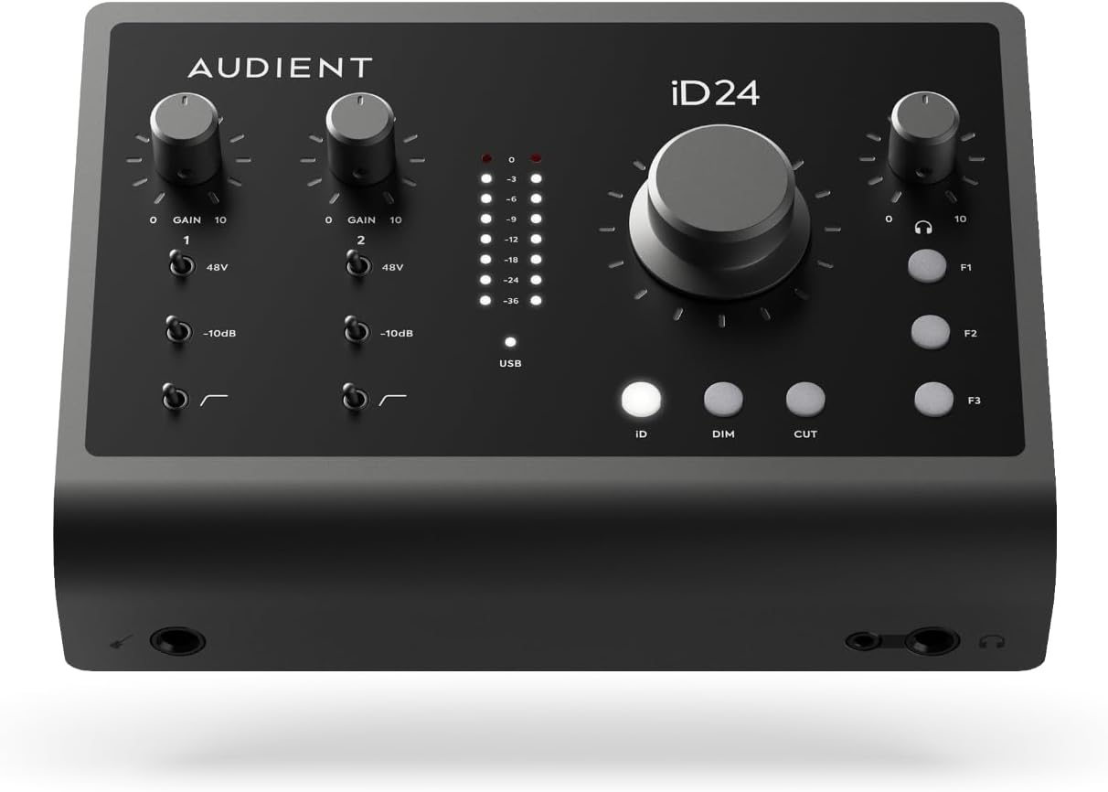 Audient iD24 High Quality USB-C Sound Card: 10-Input14-Output 24bit96kHz Class Leader 32-bit 126dB Dynamic Range DAC  126dB Dynamic Range ADC Converters PCMAC compatible