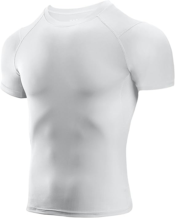 Niksa Men's Compression Shirts, Short Sleeve Athletic Compression Tops Dry Workout T Shirt, Rash Guard Base Layer Undershirt