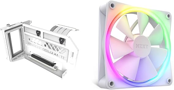 Cooler Master MasterAccessory Vertical GPU Card Holder Kit V3 White & NZXT F120 RGB Fans - RF-R12SF-W1 - Advanced RGB Lighting Customization - Whisper Quiet Cooling
