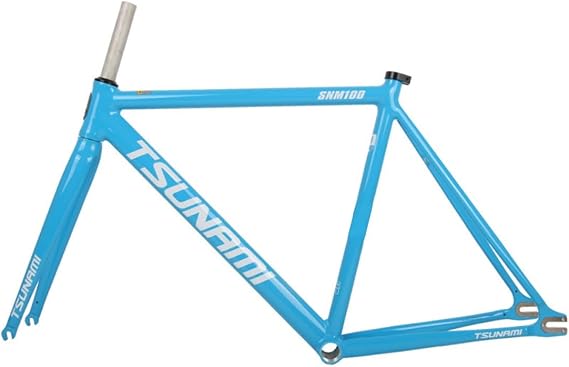 700C Fixed Gear Bike Frameset 49CM 52CM 55CM 58CM Aluminum Alloy Racing Track Bike Frame C Brake Bike Frame Quick Release Frame 100/120mm QR(Blue,49cm)