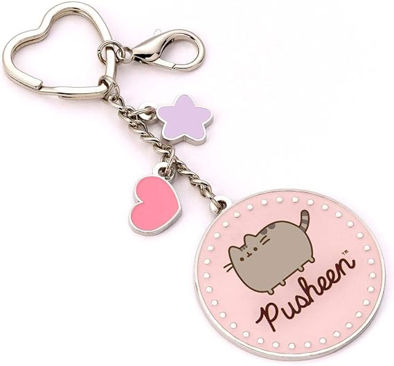 Pusheen the Cat Pink Name Keyring with Mini Charms