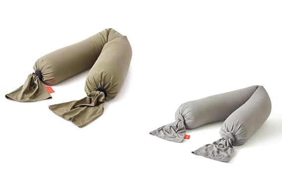 bbhugme Adjustable Pregnancy Pillow Bundle Full Body Support for Side Sleeping - Adjustable Firmness and Shape - Removable Cover - Dusty Olive & Stone