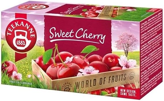 Teekanne Sweet Cherry All Natural Fruit Flavored Infusion Tea with Rosehip, Hibiscus and Sweet Blackberry Leaves 20 Teabags