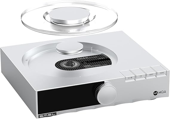 SMSL PL200T CD Player MQA-CD Digital Turntable Hi-Fi Decoder 32bit/768kHz DSD512 Optical/Coaxial/I2S/AES Output Professional Clock Input Home/Studio Audio System Transparent Dust Cover