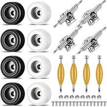 Zhehao 16 Pcs Standard Fingerboard Tool Set CNC Lathed Fingerboard Bearing Wheels Nut Driver Screwdriver for 34 mm Skateboard Trucks(Black and White)