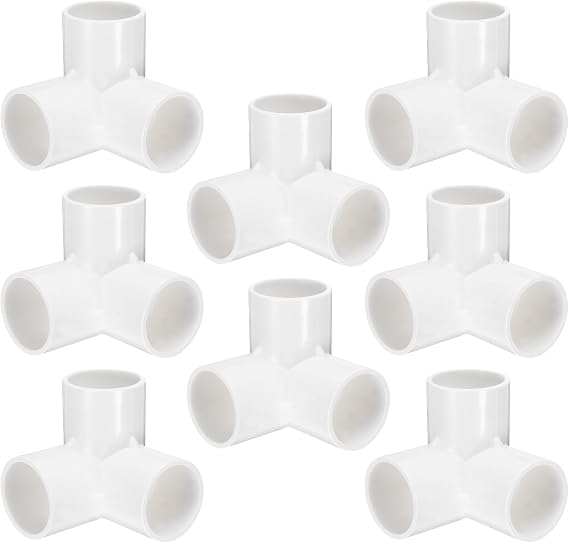 sourcing map 8pcs 3 Way PVC Pipe Fittings 1" Elbow Pipe Connector Furniture Build Grade 90 Degree Pipe Coupling Elbow Fittings for Sewer Plumbing Drain Water Supplies Build Garden, White