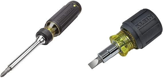 Klein Tools 32305 Multi-bit Ratcheting Screwdriver, 15-in-1 Tool with Phillips, Slotted, Square, Torx and Combo Bits and 1/4-Inch Nut Driver & 32561 Multi-Bit Screwdriver/Nut Driver