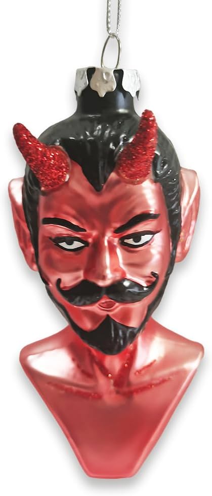 Devil Head Glass Christmas Ornament, Halloween Horror Tree Decoration