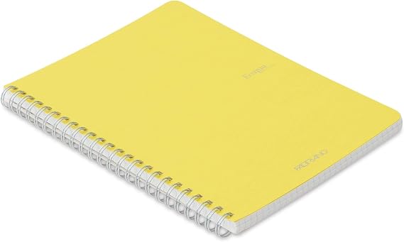 Fabriano EcoQua Spiral-Bound Notebook, 5.83" x 8.27", A5, Grid, 70 Sheets, Yellow