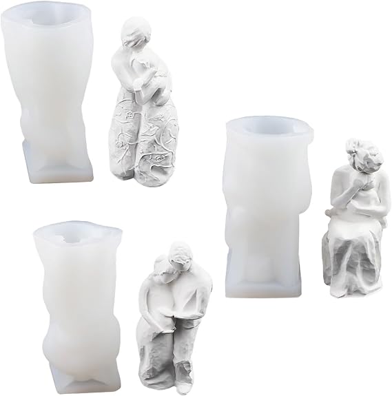 3 Pcs Mother Hug Baby Molds Pregnant Woman Silicone Plaster Molds Scented Molds For Home Decoration