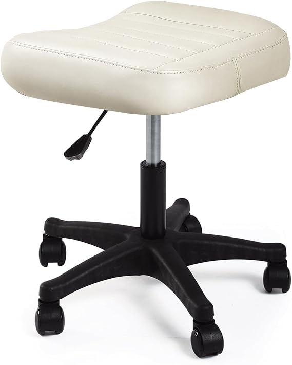 Ergonomic Adjustable Under Desk Footrest,Ottoman with Wheels | 500lbs|360 swivel Silent PU casters|Thick 2.36" Seat| Rolling Stool with Wheels for Massage,Salon,Spa,Clinic,Office,Home