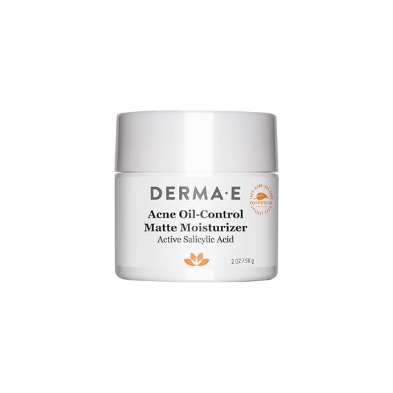 DERMA E Acne Oil-Control Matte Face Moisturizer, 2 Oz Clarifying Face Cream