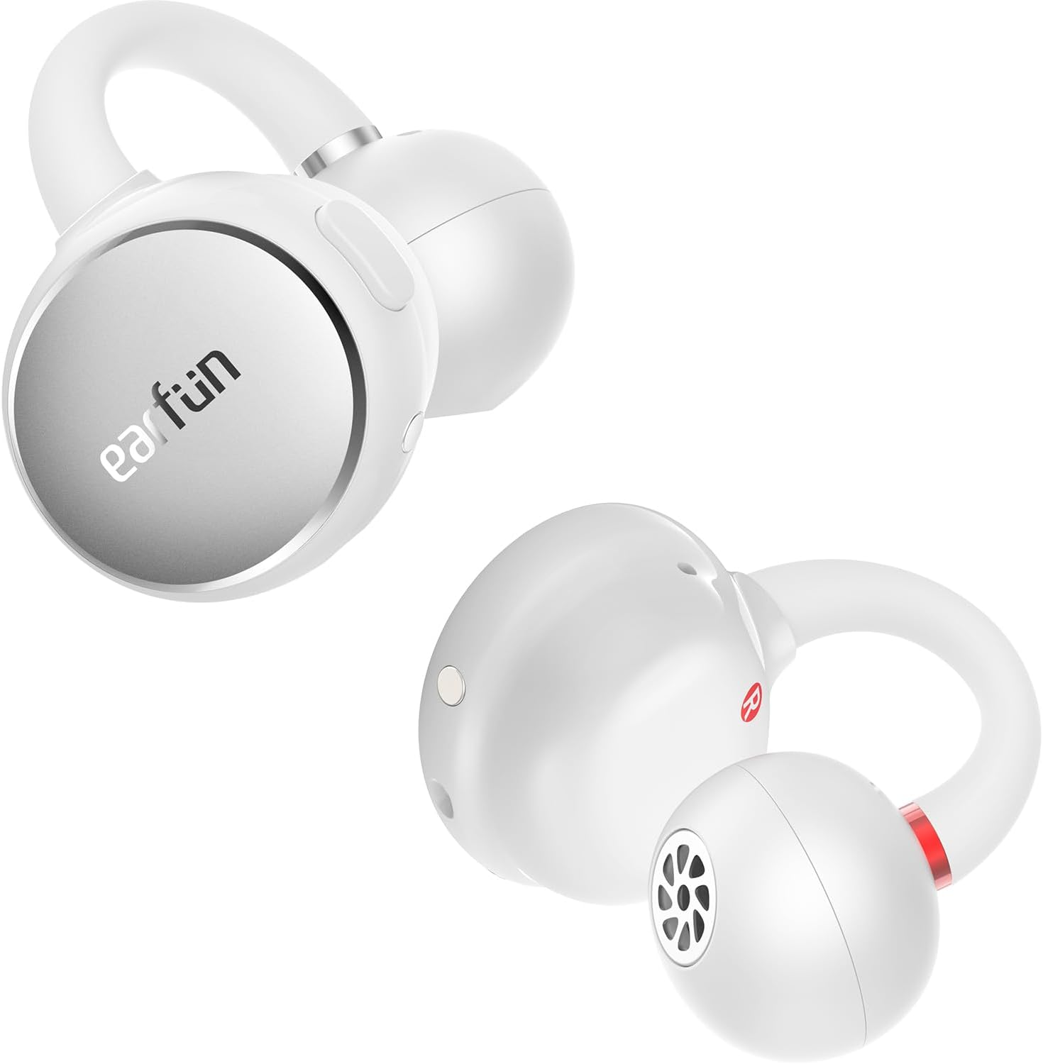 EarFun Clip Open Ear Headphones, Clip on Earphones Wireless Bluetooth 6.0 Headphones, Adaptive Comfort with Secure Fit, LDAC, 2 Mics AI ENC Call, Hi-Res Audio, 40H Playtime, IP55, White