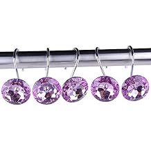 Adwaita Decorative Shower Curtain Hooks, Acrylic Crystal Rhinestones, Set of 12 (Purple)