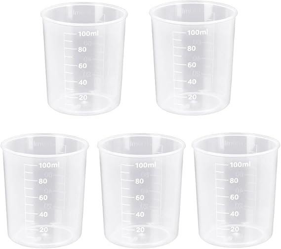 5 Pack Measuring Cup Set,3.4 Oz (100ml) Transparent Plastic Liquid Measuring Cups BPA Free Baking,Rice,Lab,Cooking,Small Mixing&Measuring Cups High Temperature Resistant