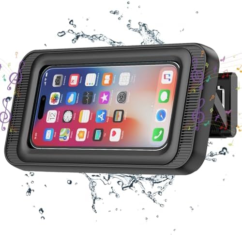 KUNSLUCK Shower Phone Holder Waterproof, 480Rotation Shower Phone Case, Wall Phone Mount Stand with Original Sound Quality for Bathroom Wall Mirror Bathtub Kitchen, Compatible with 4-7 Phones