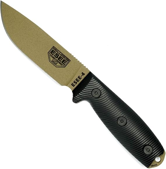 ESEE -4 Fixed Blade Knives 3D Shaped Handle 1095 Carbon Steel Black One Size